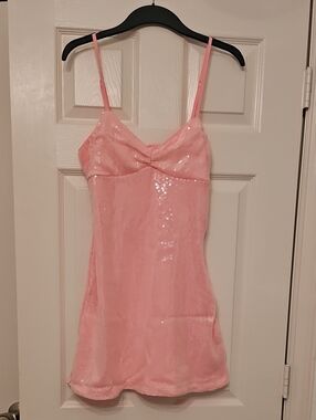 SHEIN Pink Sequin Velvet Slip Dress